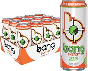 Bang Energy Peach Mango, Sugar-Free Energy Drink, 16-Ounce