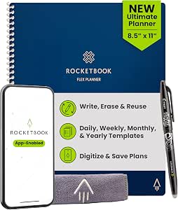 Rocketbook Flex Reusable Planner, Letter Size 8.5×11, Navy Blue