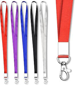Mcyye 5 PCS Neck Badge Lanyards with Clip for Keys & ID, 5 Colors