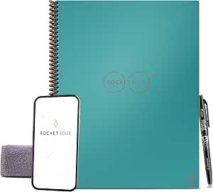 Rocketbook Core Reusable Spiral Notebook, Letter Size 8.5×11, Teal – Dotted
Pages, App-Connected, Erasable, Durable Cover, Ideal for School, Work, and
Creative Projects