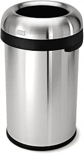 simplehuman 80 Liter / 21.1 Gallon Bullet Open Top Trash Can, Commercial Grade
Heavy Gauge, Brushed Stainless Steel