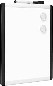 Amazon Basics Small Dry Erase Whiteboard, Magnetic, with Marker and Magnets,
Lightweight, 8.5″ x 11″, Plastic/Aluminum Frame