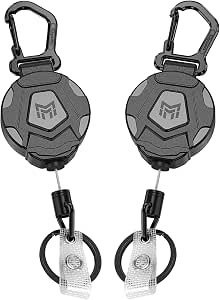 MNGARISTA 2-Pack Retractable Keychain, Heavy Duty Carabiner Badge Holder,
Tactical ID Badge Reel Key Chain with 31.5” Steel Retractable Cord, 8.0 oz