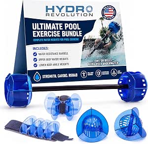 Hydrorevolution Ultimate Pool Exercise Bundle | Water Exercise Equipment | Water
Weights, Fins & Aquastrength Barbell | Quick Start Guide